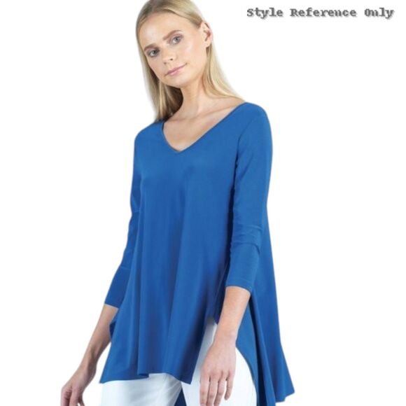 NWT Clara Sunwoo Sun Woo V-Neck High-Low Envelope Hem Tunic Top Size Small Blue - Picture 3 of 16